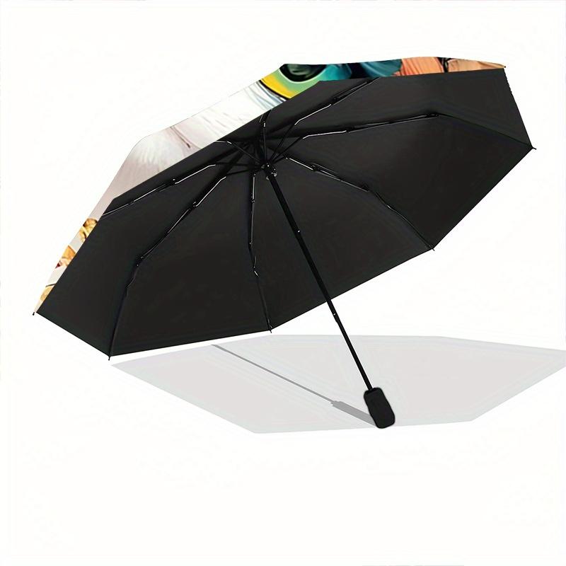 1pc Cat Artwork Ideas Design Fully Automatic Folding Portable Umbrella, 8 Iron Frames, Three-Fold Design, Suitable for All Seasons, Suitable for