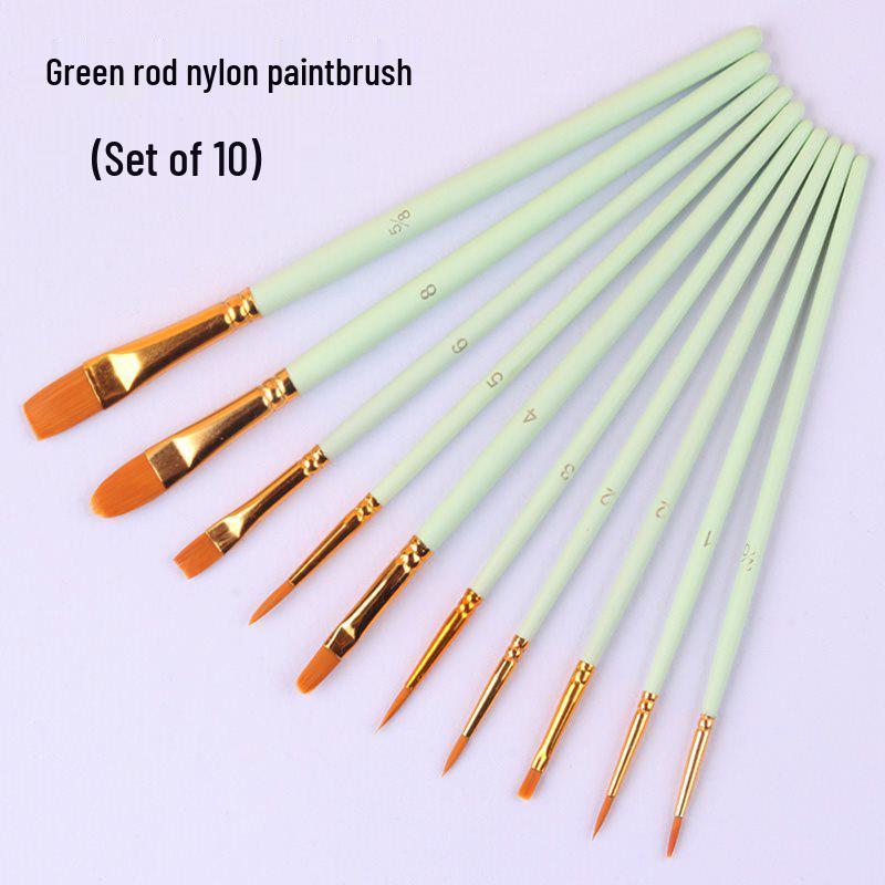 10-Piece Nylon Gouache & Acrylic Paintbrush Set for Students