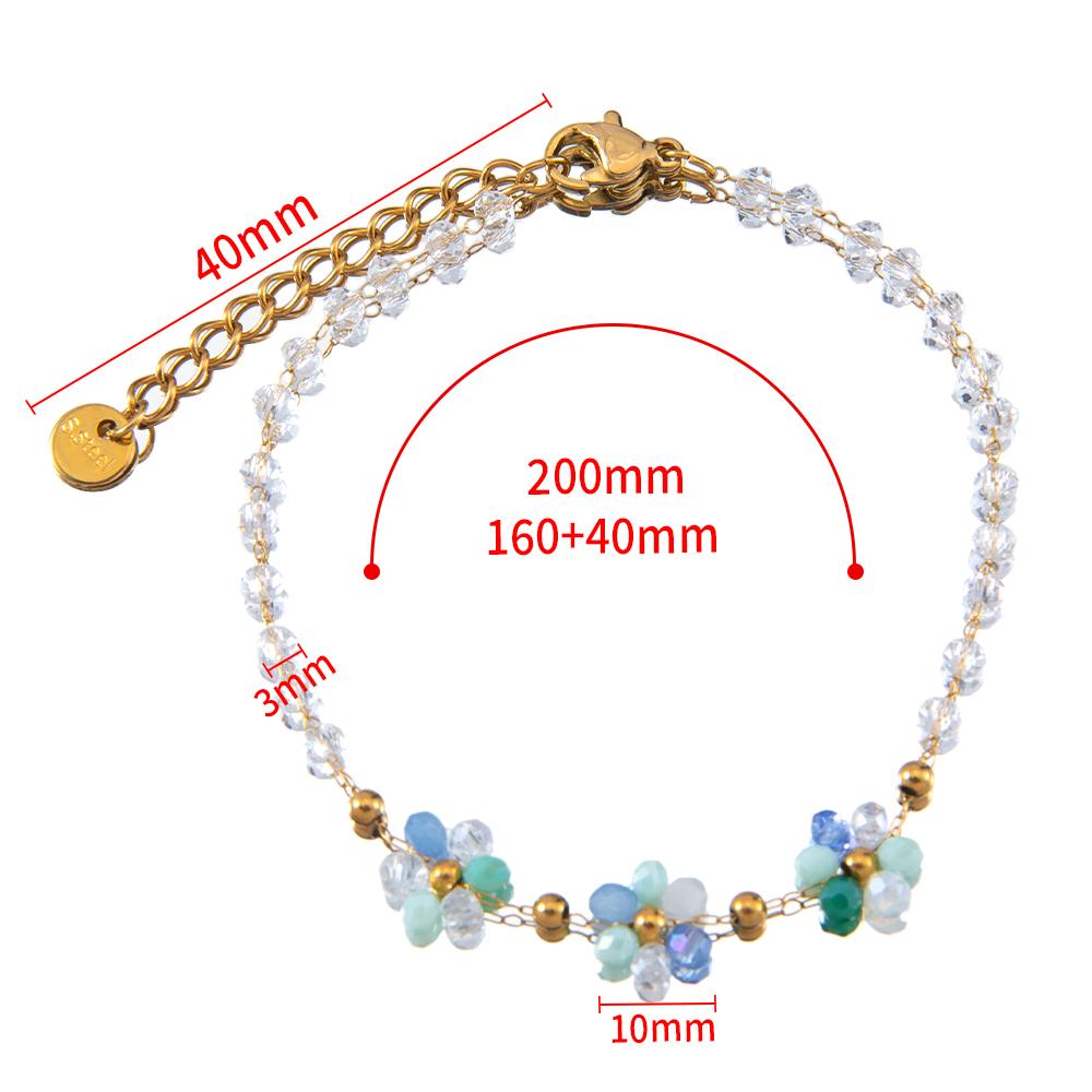1pcs Stainless Steel Crystal Flower Beaded Chains Lobster Clasps Braid Bracelet Necklace for Women DIY Jewelry Making Wholesale