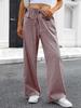 Women's High Rise Wide Leg Pants Loose Fit Trousers Plaid Drawstring Woven Spring Casual Long Pants For Daily Street Outfit