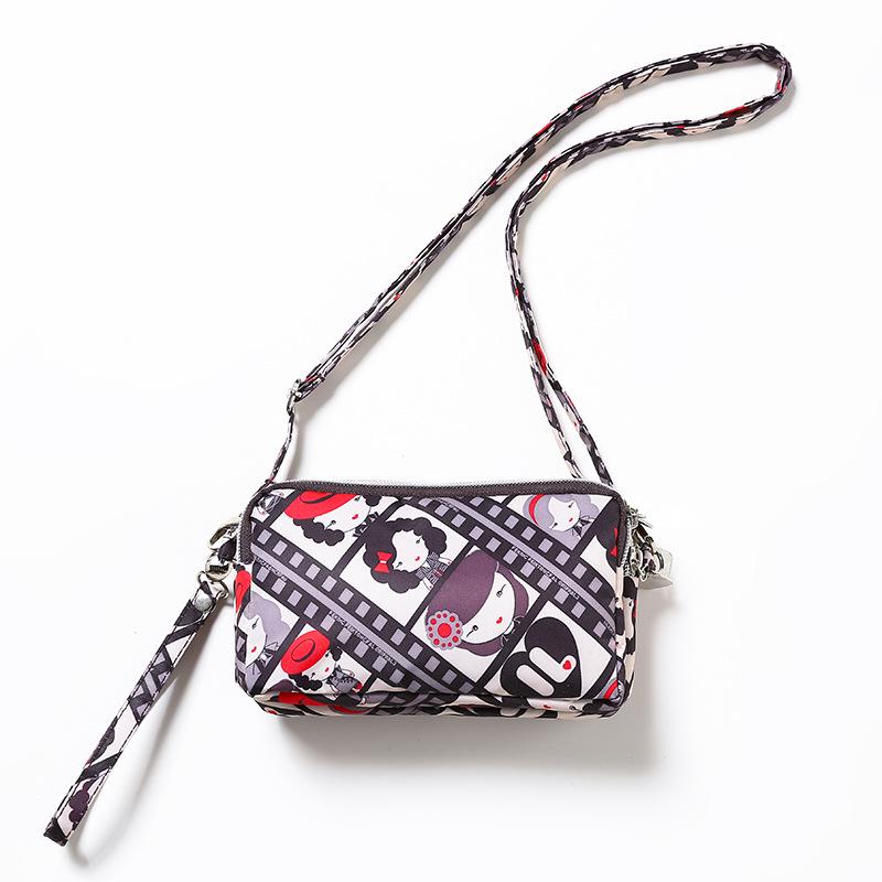 Three-layer zipper wallet, crossbody phone bag, patterned coin purse, Harajuku fashionable clutch, versatile for commuting