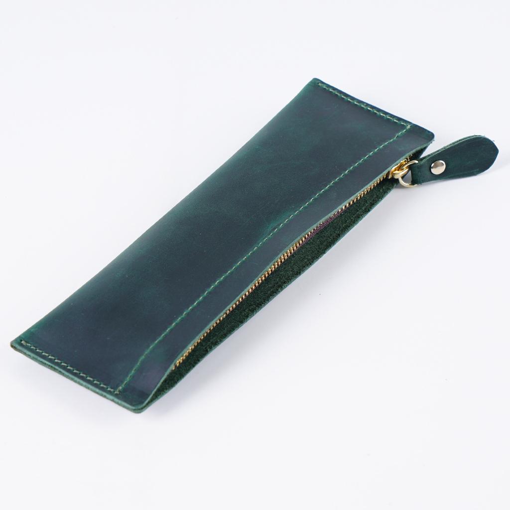 2026 Leather Pencil Bag Academy First Layer Crazy Horse Leather Handmade Change Bag Student Pencil Bag Stationery Storage Bag