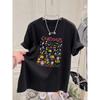 2025 Summer Funny Cartoon Print T Shirt for Women Harajuku Pure Cotton Oversized T-shirt Women's Luxury Clothing White Black Y2k Tops Streetwear
