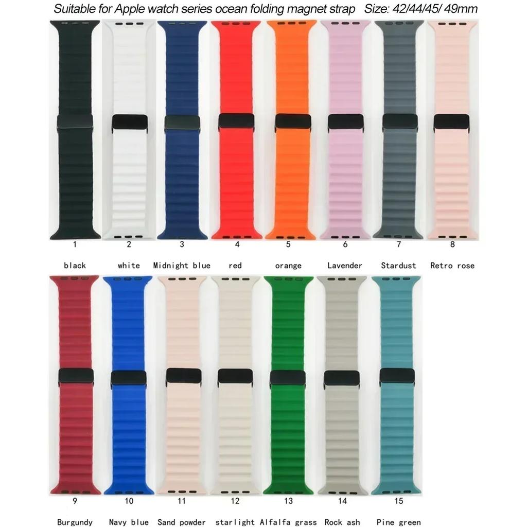 Ocean-Armband für Apple Watch 10 9 8 7 Ultra-Armband 46mm 45mm 49mm 44mm 41/42mm Silikon Magnetisches Sportarmband iWatch Series se 6