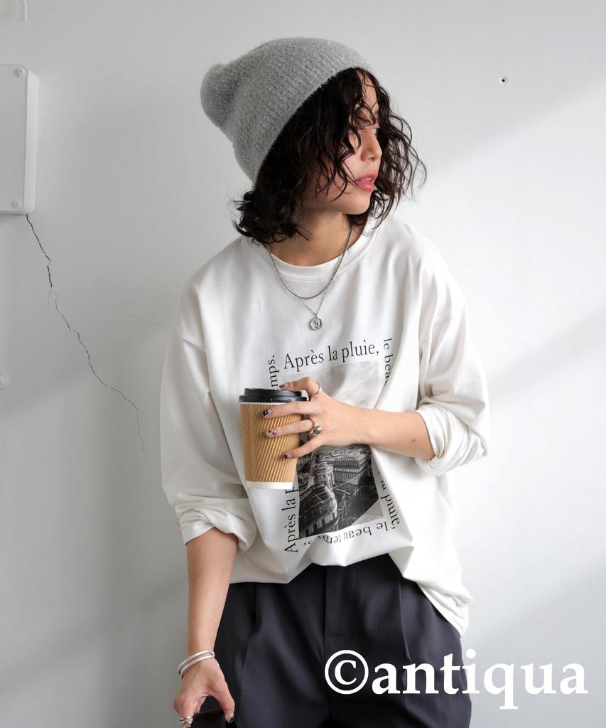 antiqua Printed Long Sleeve One Size White Women's T-Shirt, EP-00169, 03,