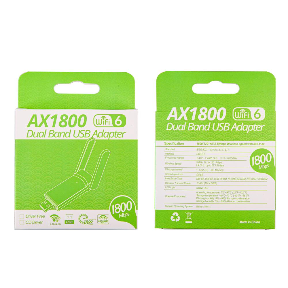 

WiFi 6 Dual-Band USB 3.0 Network Card: 5G High-Speed 1800M Receiver & Transmitter