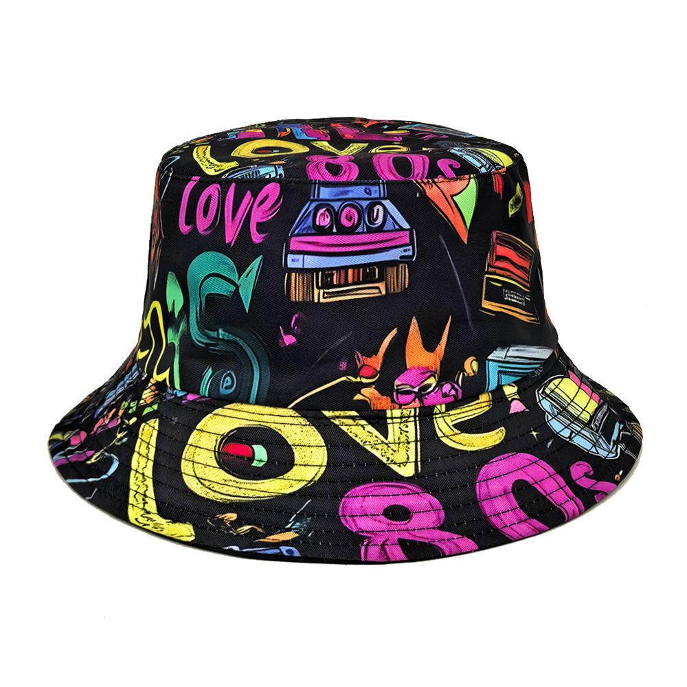 Cross-border Spring Summer Retro Women s European American Cartoon Fisherman Bucket Hat 100% Polyester Breathable Button Outdoor M56-58cm