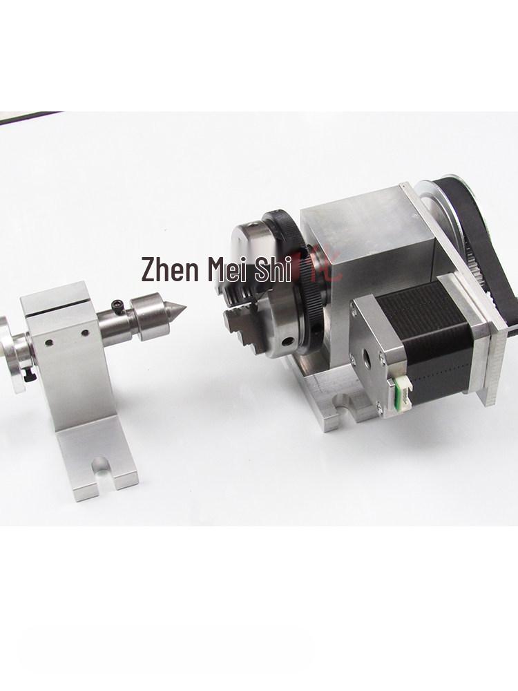 4th Axis Rotary Engraving Machine with 80mm Chuck and 63mm Center Tailstock for DIY 3D Carving A-Axis Indexing