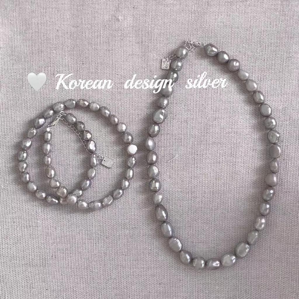 New Niche Design Simple Style Gray Irregular Baroque Pearl Necklace