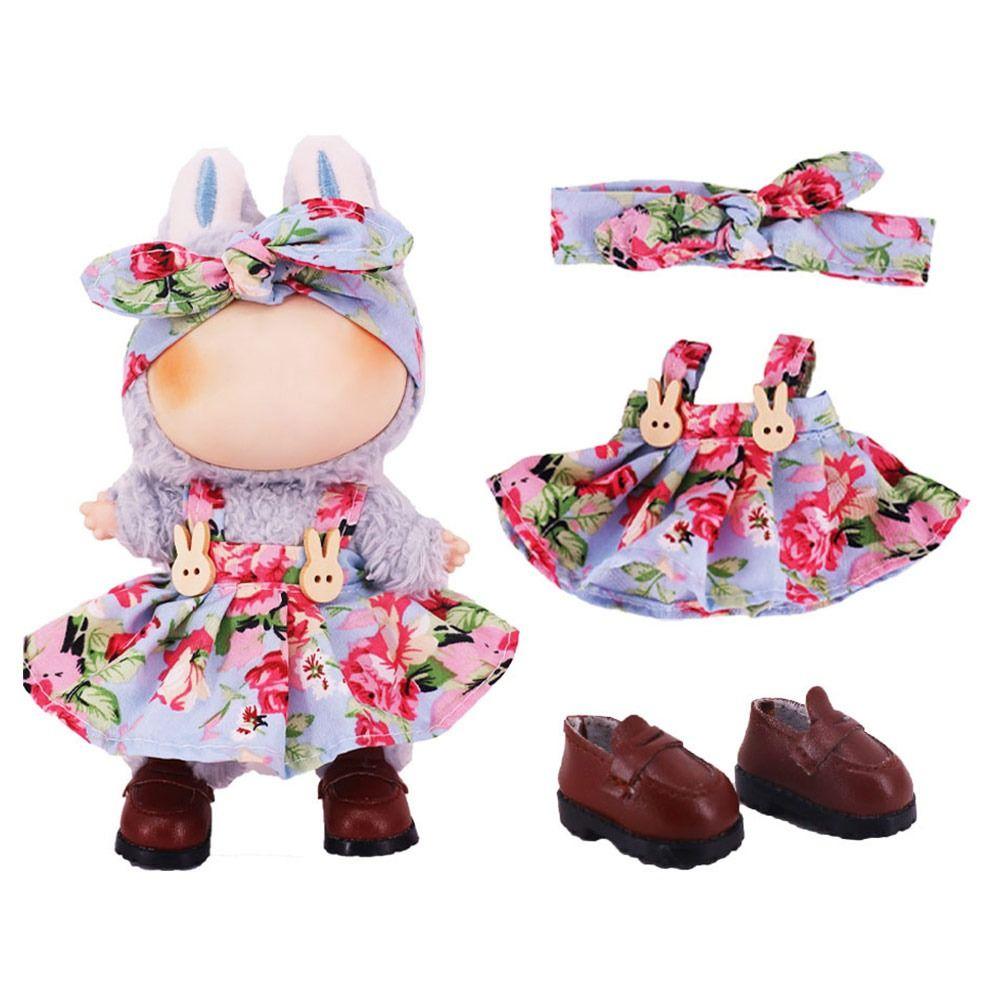 for 17Cm Plush Doll For Labubu Clothes Accessories Pants Skirts Cute Overall Doll Suspender Dress Holiday Gifts