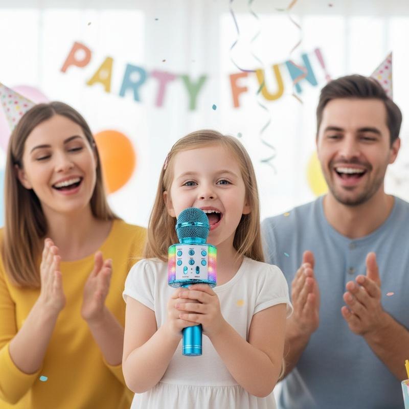 Karaoke Microphone for Kids & Adults - Bluetooth Microphones Singing Mic with Disco Lights, Portable Karaoke Player for Gifts