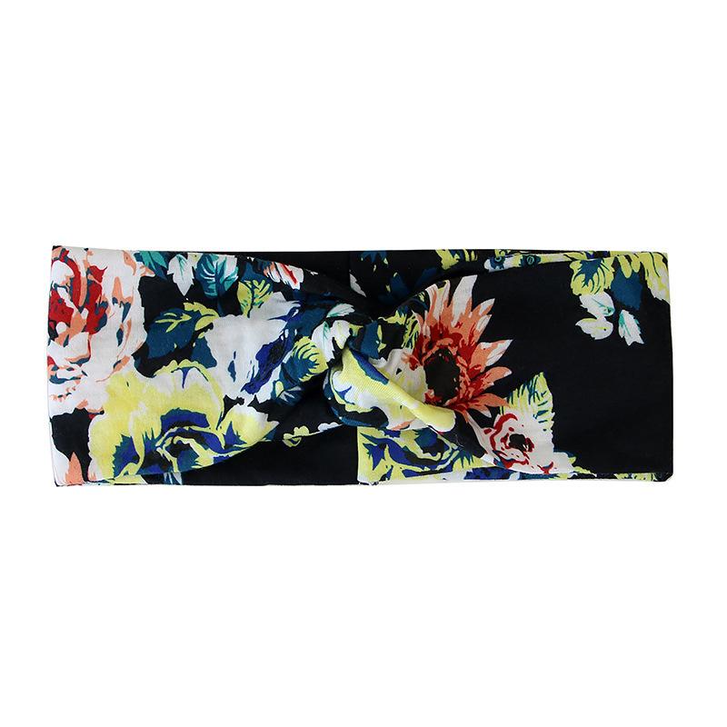 Frühling/Sommer Cashew Perücke Kreuz Damen Stirnband Böhmisch Sportlich Dünner Druck Geknotete Haaraccessoires Stirnband