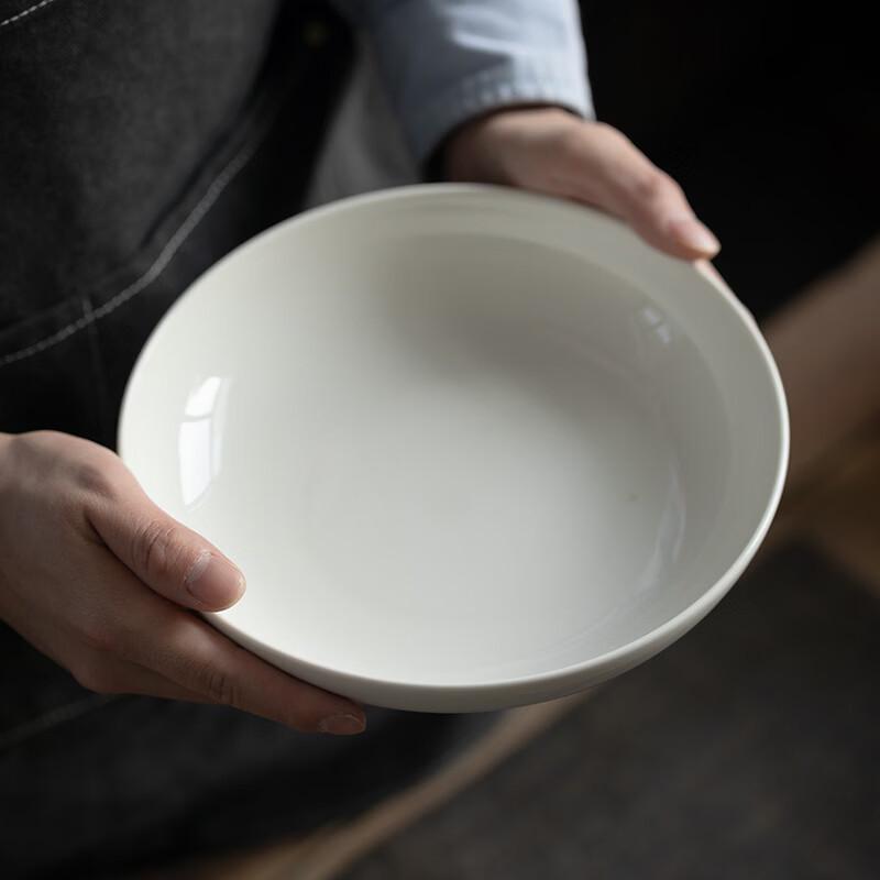Ru Han White Ceramic Deep Serving Plate