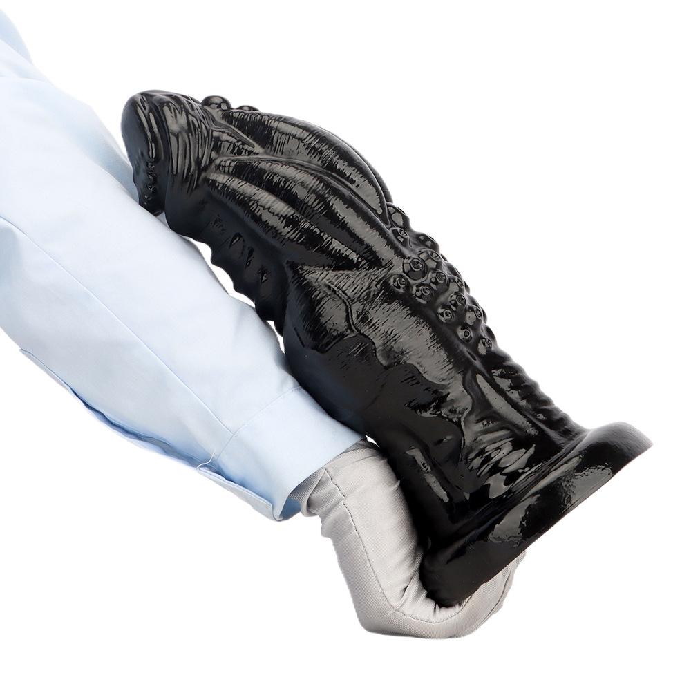 Black PVC Extra Long Anal Plug Dildo Sex Toy Masturbator for Men and Women Strap On Penis Realistic Dick