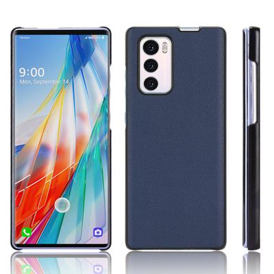 LG Wing 5G için Liçi Dokulu PU Deri Kaplı PC Kılıf Çizilmeye Karşı Cep Telefonu Kapağı