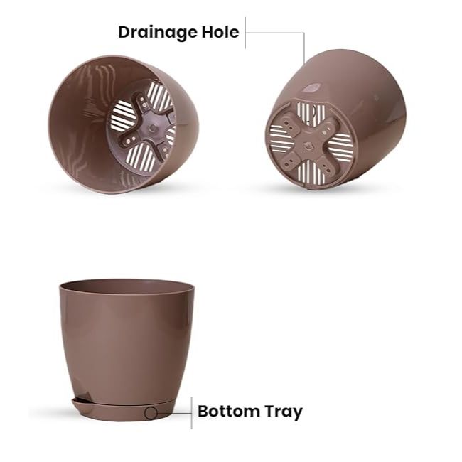 Combo of 8 Self Watering Flower Pots for Plants | Plastic Plant Pots | Planter Pots for Home, Room,Garden