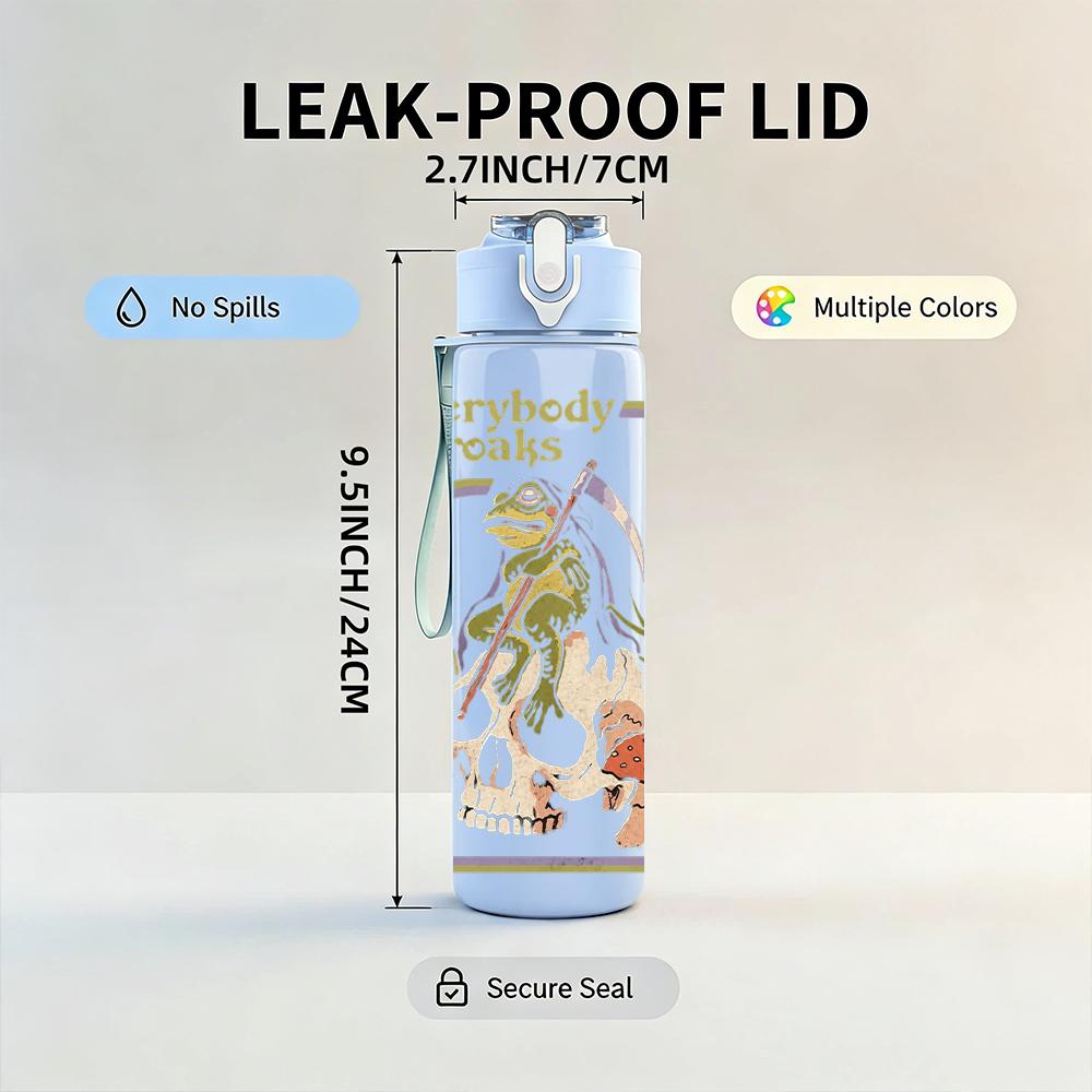 1PC Vintage Floral Frame Retro Character Print 750ml Portable Sports Water Bottle Leakproof Gym Outdoor Travel Drink Cup