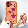 Colorful Stars Print Lanyard Case For iPhone 18 Pro Max Shockproof Bumper Soft Silicone Cover For iPhone 17 16 15 14 13 Pro Max 17E