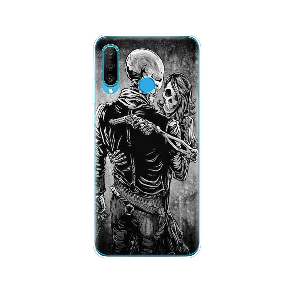 Silikonový kryt na telefon pro HONOR 20 lite view 30 v 30 pro kryt pro huawei honor 20S 9A 9C 9S 9X Premium 7s 8a lebka duch
