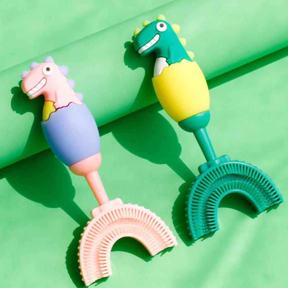 U-förmige Zahnbürste, manuelle Kinderzahnbürste, Zahnreinigungswerkzeug, weiches Silikon, Zahnaufhellungs-Reinigungswerkzeug, Cartoon-Mundbürste