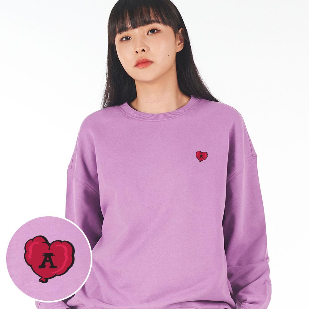 ASTRAL PROJECTION Oversized Drop Shoulder Balloon Heart Sweatshirt_Violet