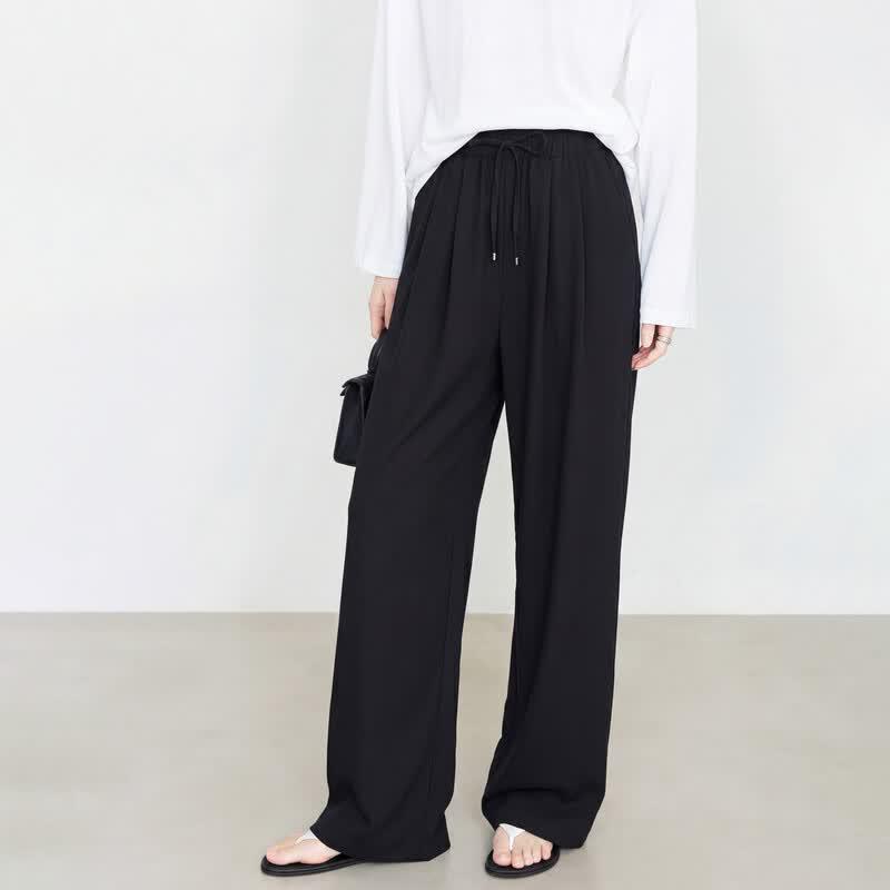 La Chapelle Women's Draped Wide-Leg Casual Pants