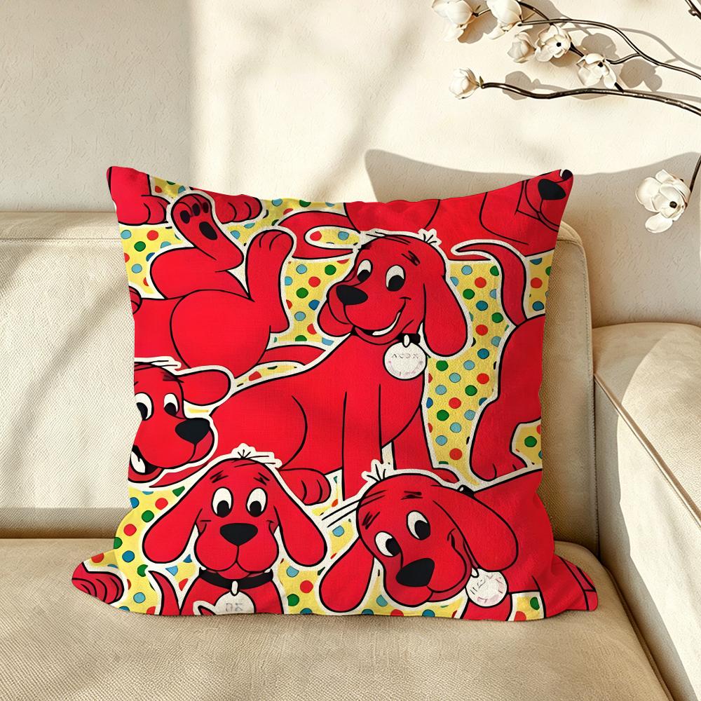 Cartoon Clifford the Big Red Dogg Cushion Cover Pillow Case Antidustmite Pillowcase Silky Short Plush Sofa Cushion Cover hot