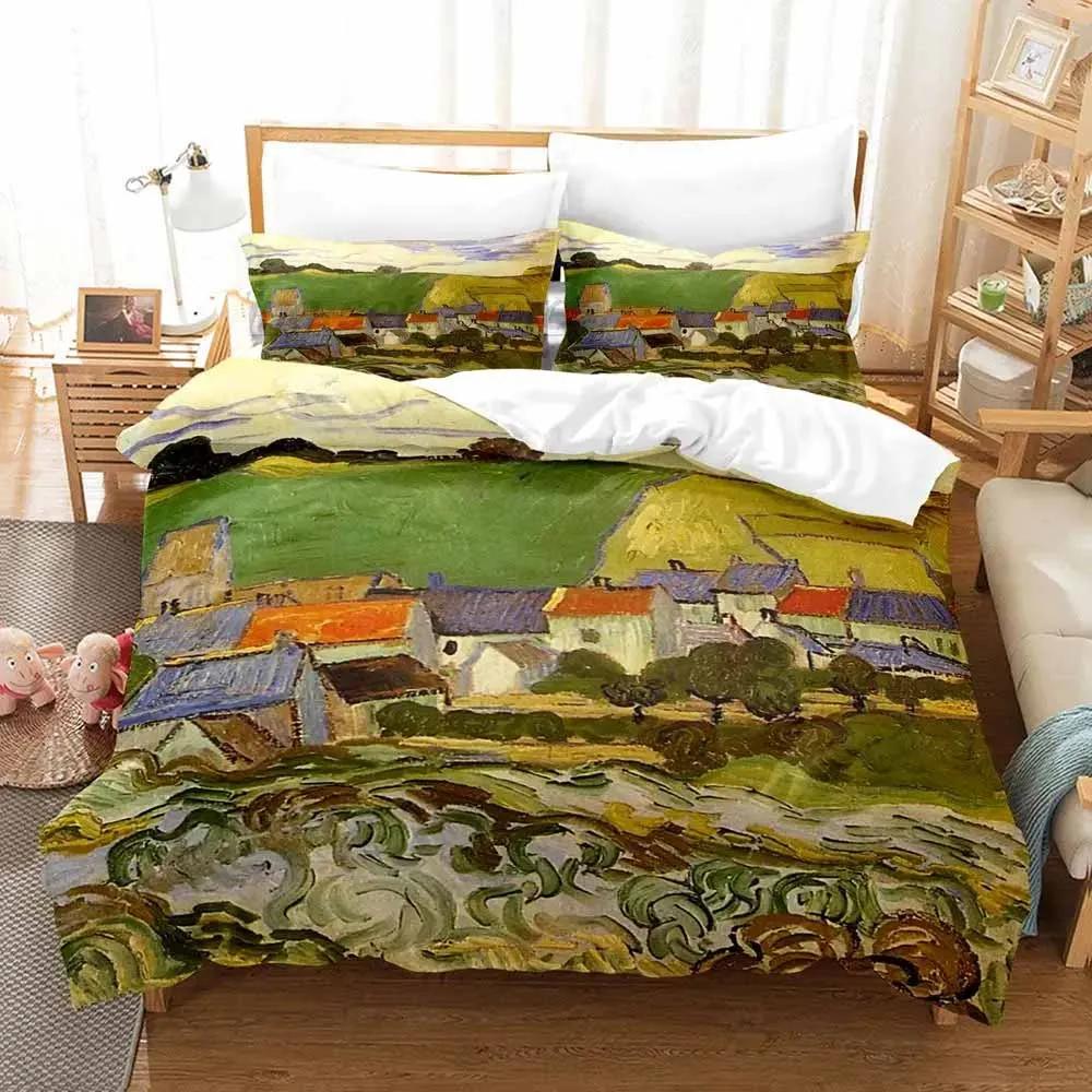 

Van Gogh Young Boys Bedrom Soft Duvet Cover Single Double Ful Quen King-Sized Dimensionsd Dimensions Retro Clasic 3D Beding Set Soft Duvet Cover Bed 135*200cm Eu-Single