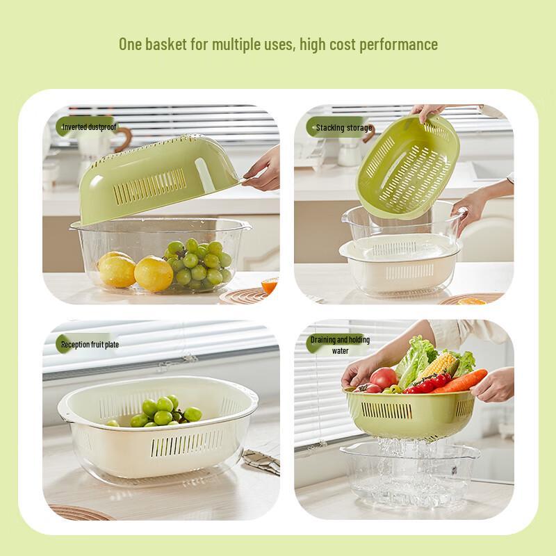 Nordic Style Food Grade Plastic Washing & Drain Basket