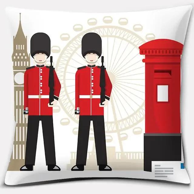 Home Decor LOVE England Series Printed Square Polyester Pillowcase Cushion Cover Bedroom Living Room Ornament Funda De Almohada