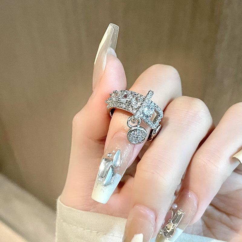 Light Luxury Bow, Personalized Diamond-Encrusted Zir*****Pening Adjustable Ring, Women'S Niche Design Fashion And High Sense