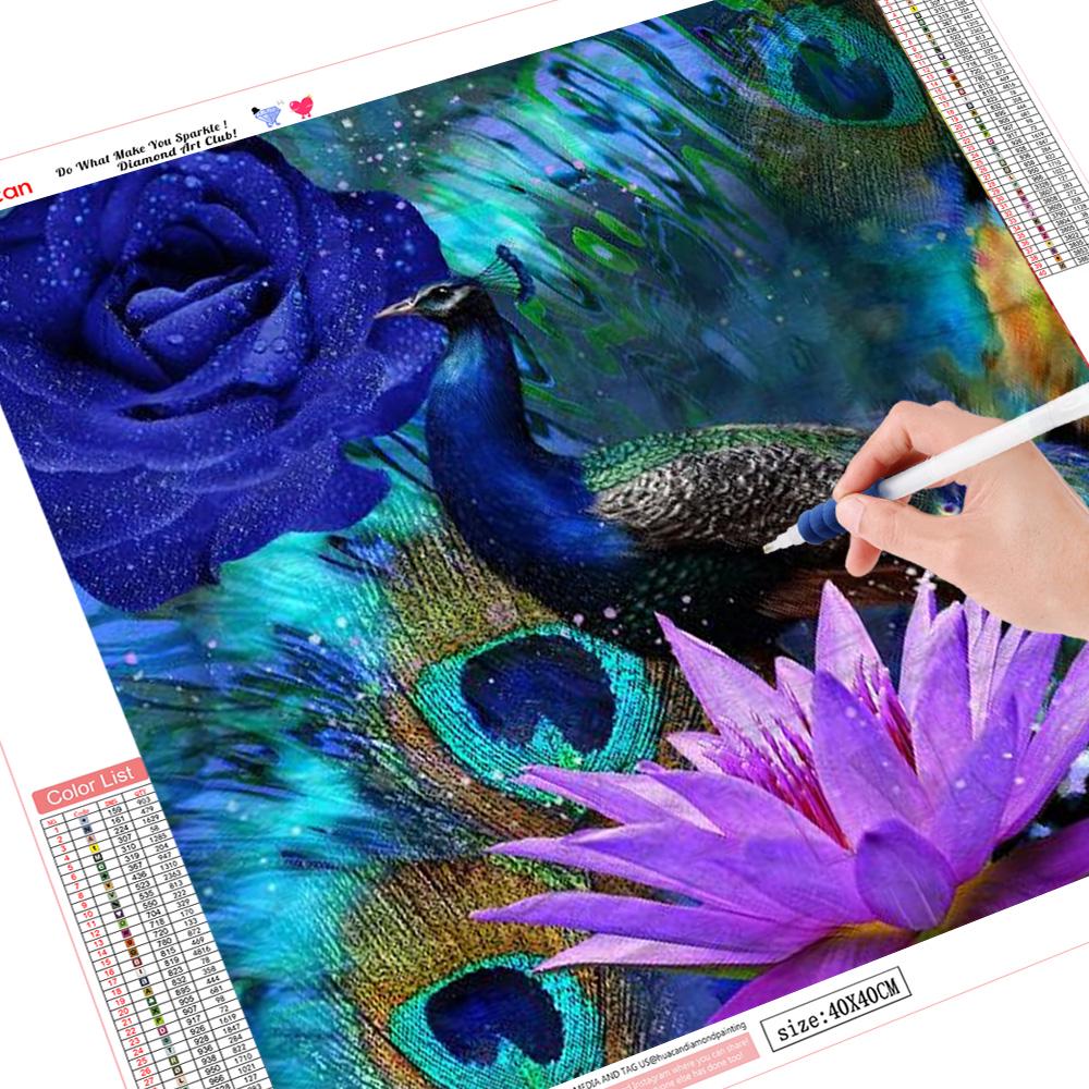 

5D вышивка картины горный хрусталь наклеены DIY Алмазная картина павлин вышивка крестом 20*20 cm