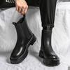 Chelsea boots men's high-top British smoke boots 2025 autumn and winter velvet Martin boots men's lleather shoes