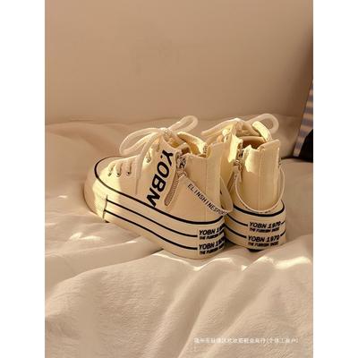Retro High-top Canvas Shoes Female Students Platform Casual White Shoes Niche Design Versatile Shoes