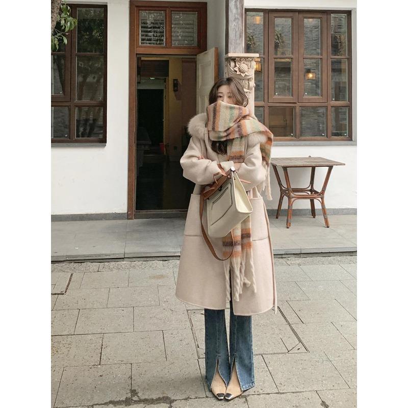 

Gradual change contrasting color fringed scarf women s winter new versatile warm shawl retro soft waxy scarf кофейный