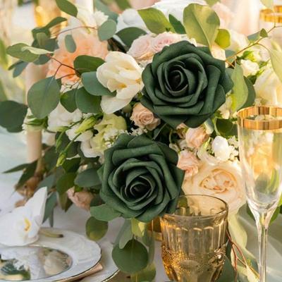 25 PEZZI Fiori Artificiali Fiori Verdi con Gambi Rose Verdi per Bouquet da Sposa Fai-da-te Centrotavola Corsage Composizione Floreale Decorazioni per Addio al Nubilato