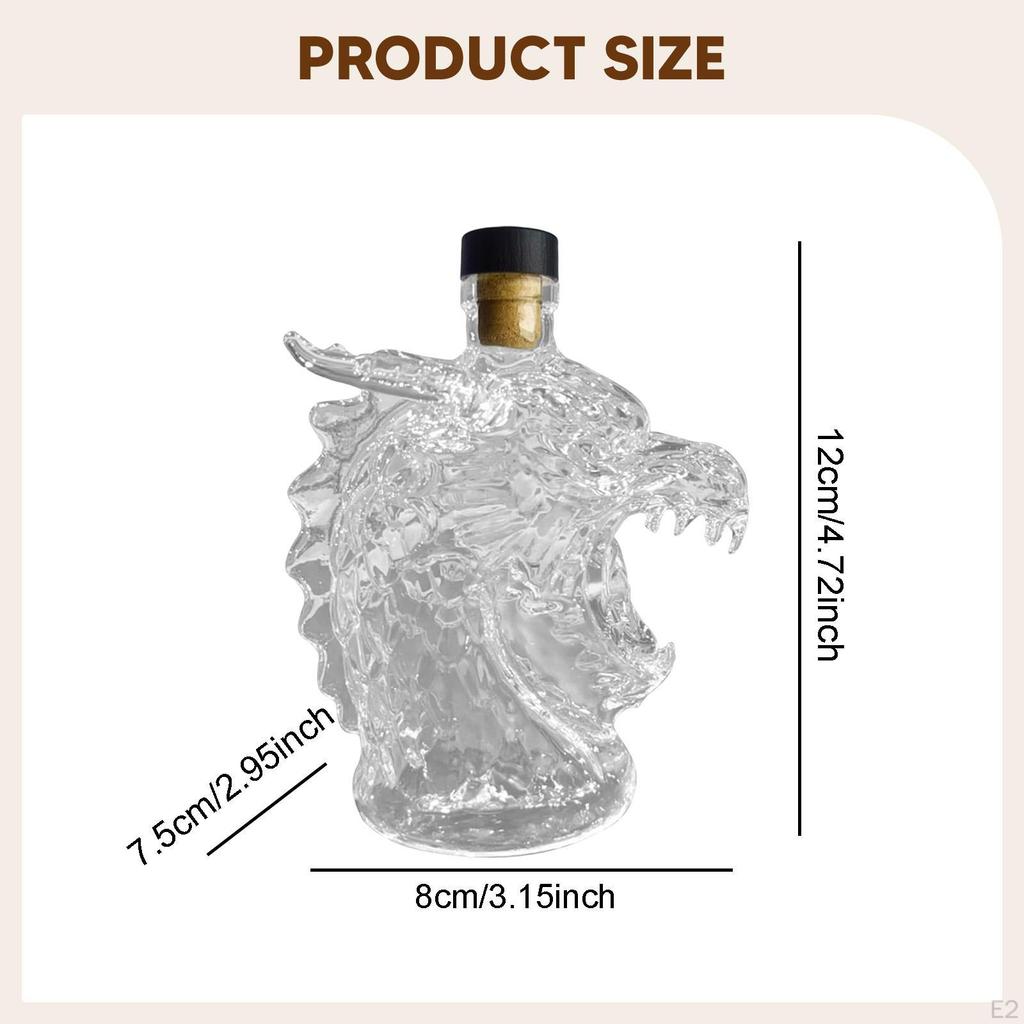 Dragon Head Whiskey Decanter Wine Empty Glass Clear 320ml Men Dad Husband Gift Bottle