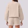 Women's Fashion Sportswear Casual Long-Sleeved Pullover Sweatshirt Drawstring Shorts Set