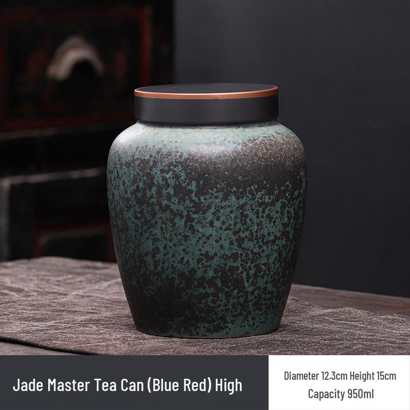 Gilded Ceramic Tea Canister: Moisture-Proof Retro Storage for Pu'er Tea - High-Grade Souvenir Box