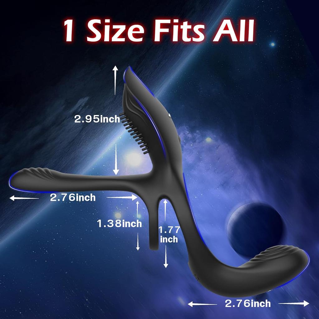 Vibrator for Couple, 3 In 1 Vibrating Cock Ring with 10 Modes, Men's Penis Vibrators, Perineum , G Spot, Clitorals Stimulator for Women, Sex