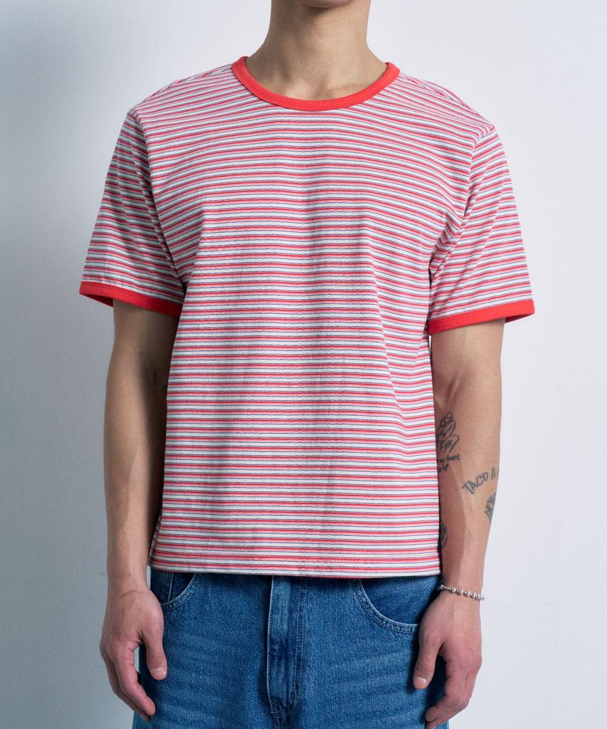 FERNOV Multi-Stripe Crop Ringer Tee Red