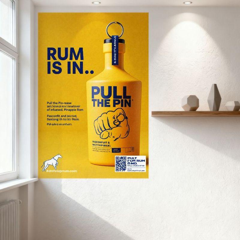 Vibrant Pull the Pin Rum Infused Pineapple Rum Bacardi Amaroalot Tin Sign - Retro Style Metal Poster for Bar Cafe Man Cave Home
