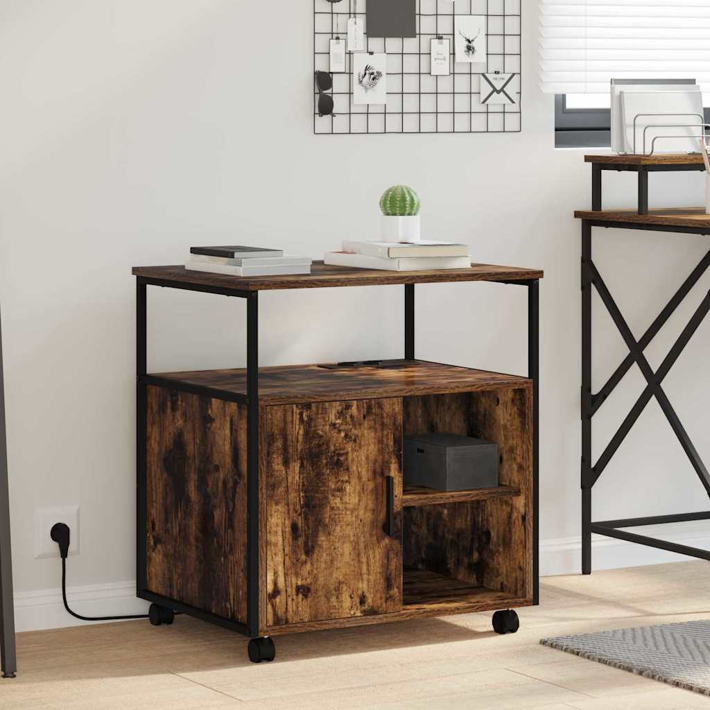 Cabinet with Charging Station Smoked Oak 61 x 46 x 67 cm