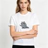 Ladies Funny Animal Print Tshirt Cute Raccoon Snacks Slogan Casual Short Sleeve Tops