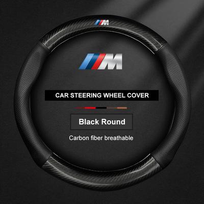 Universal Car Steering Wheel Cover Ventilate Carbon Fiber Leather Three-dimensional Anti Slip For E39 E46 F10 F15 F20 X2 X4
