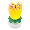 HK03042-Birthday Candle Lotus Flower Double Layer Rotation Music Cake Decoration Party Yellow