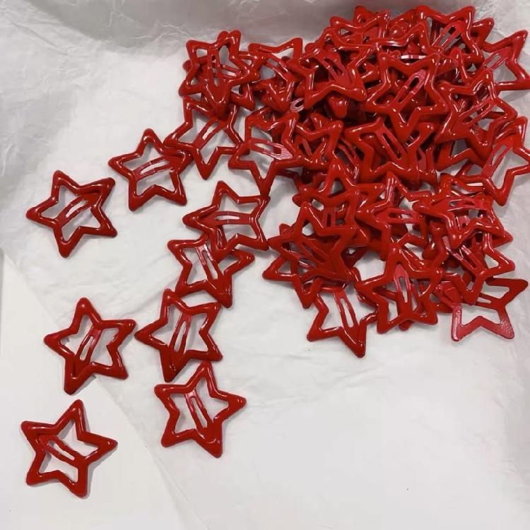 20 Pcs Sweet Cool Hair Clip Red Star Hairpins Styling Hair Accessories Snap Clip