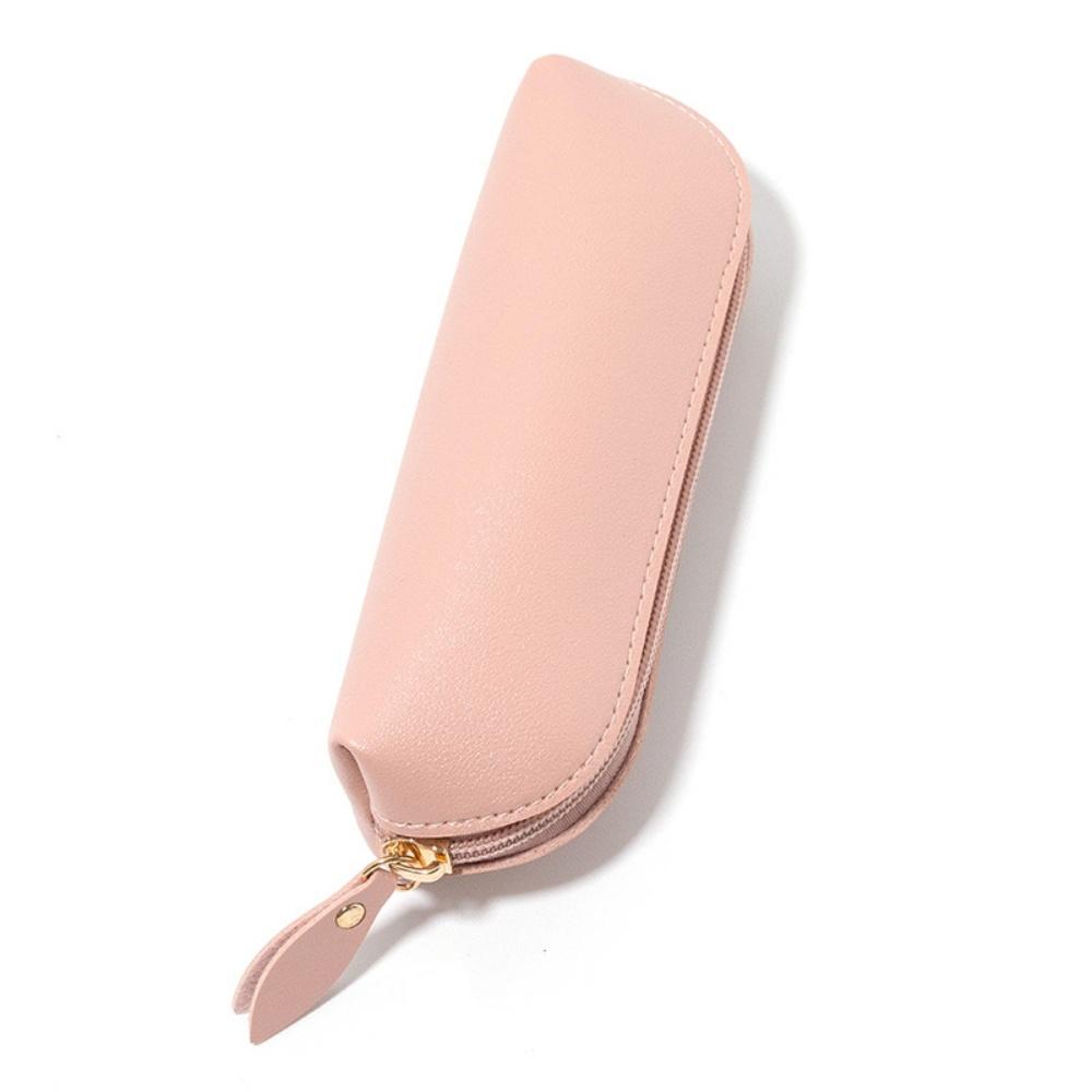 Mini Pencil Case Bag Fashion Makeup Bag Eyebrow Brush Storage Bag Premium Faux Leather Zipper Pencil Bags Simple Stationery Box