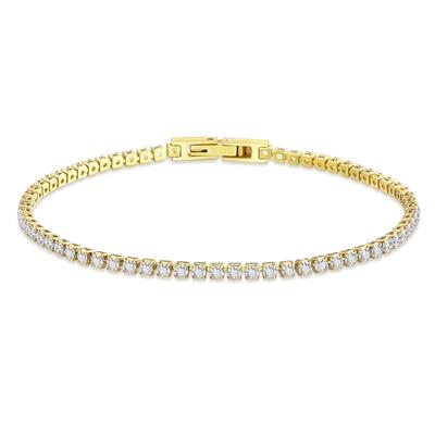 KRKC&CO Tennis Bracelet for Women, 2mm Wide, Zirconia, K14 Gold Plated, Surgical Stainless Steel, CZ Diamond, Men's Bracelet, Hypoallergenic, Sparklin