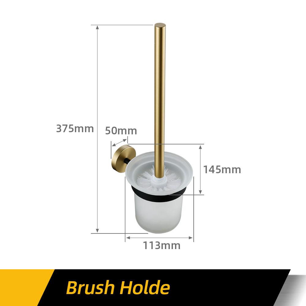 Towel Rack Wall Mounted Towel Rack Brushed Gold Paper Holder& Matte Black Hook Knurled and Combined Colors Toilet Brush Holder